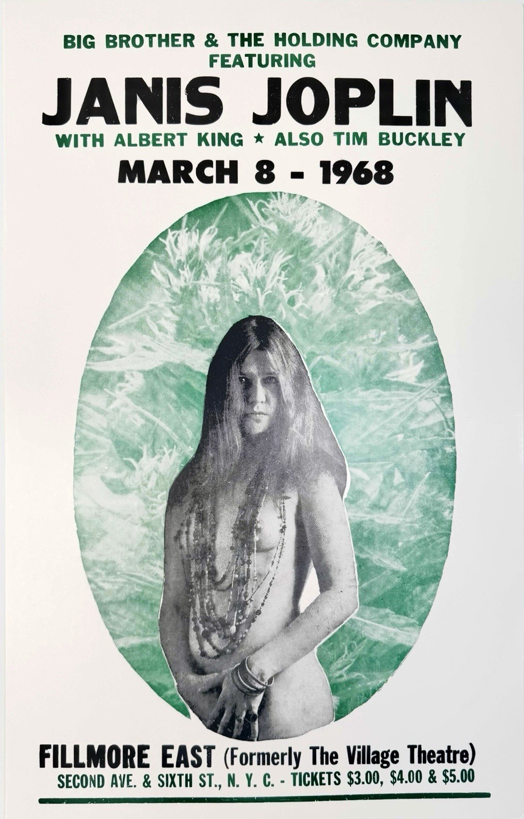 14x22" Janis Joplin 1968 Fillmore East Lithograph Poster Albert King Tim Buckley