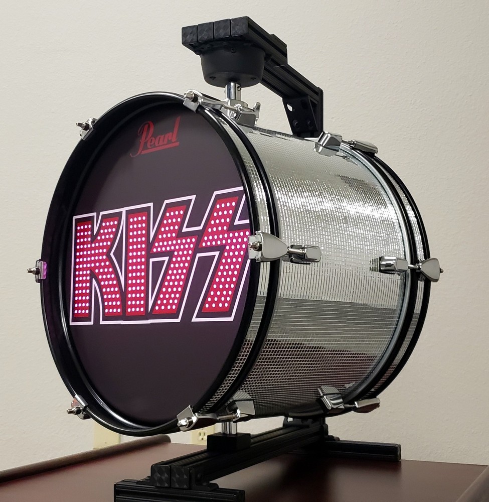 KISS Rotating Drum Display, Double Sided, Internal LED Lighting + Remote Control