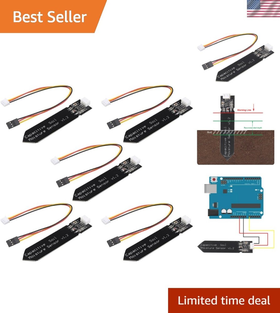 5PCS Capacitive Analog Soil Moisture Sensor Module 3.3~5.5V Corrosion Resista...