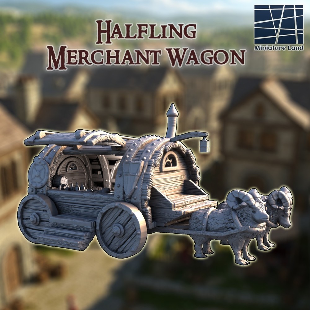 Halfling Merchant Wagon 28mm Tabletop Building.
