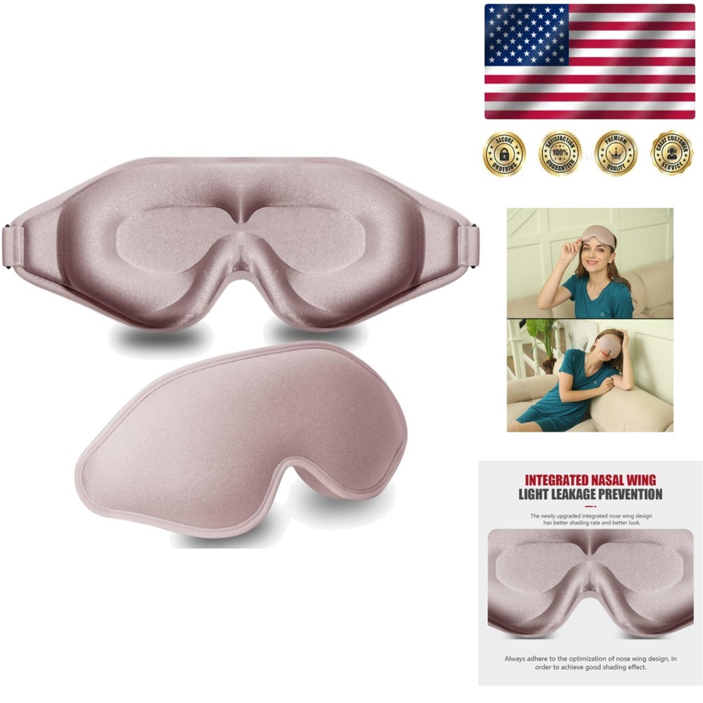 Adjustable Memory Foam Eye Mask - 99% Light Blocking, Zero Pressure, Pink