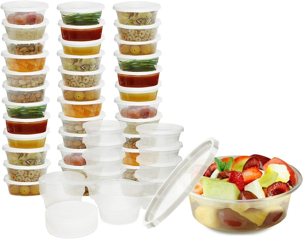 8 oz. Microwavable Translucent Plastic Deli Container and Lid Combo Pack