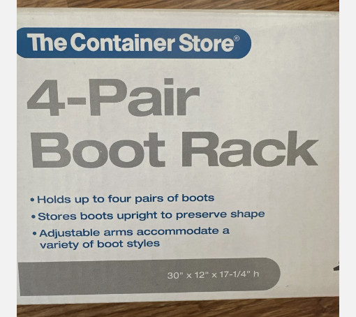 Home Basics Adjustable 4 Pair Plastic Boot Rack Organizer, Black