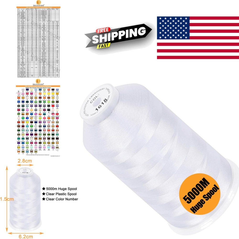 Versatile 5000M Snow White Polyester Embroidery Thread For All Embroidery