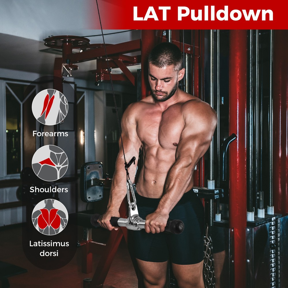 4 PCS Cable Machine Attachment Set V-Shaped Press Down Bar Double D Handle