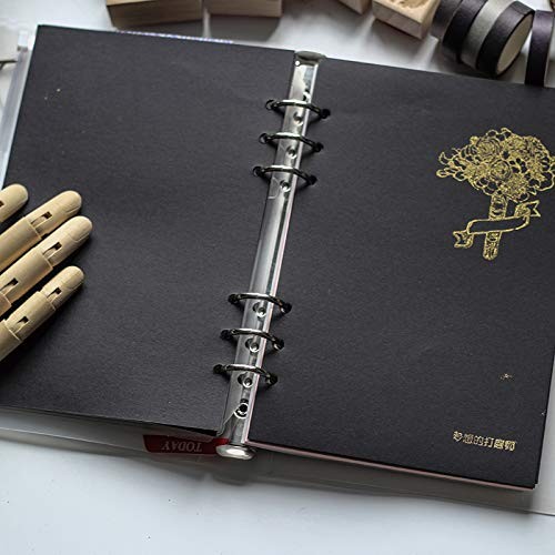 A6 Planner Refill, Refillable Notebook Paper, 6 Ring Binder A6, Black Blank