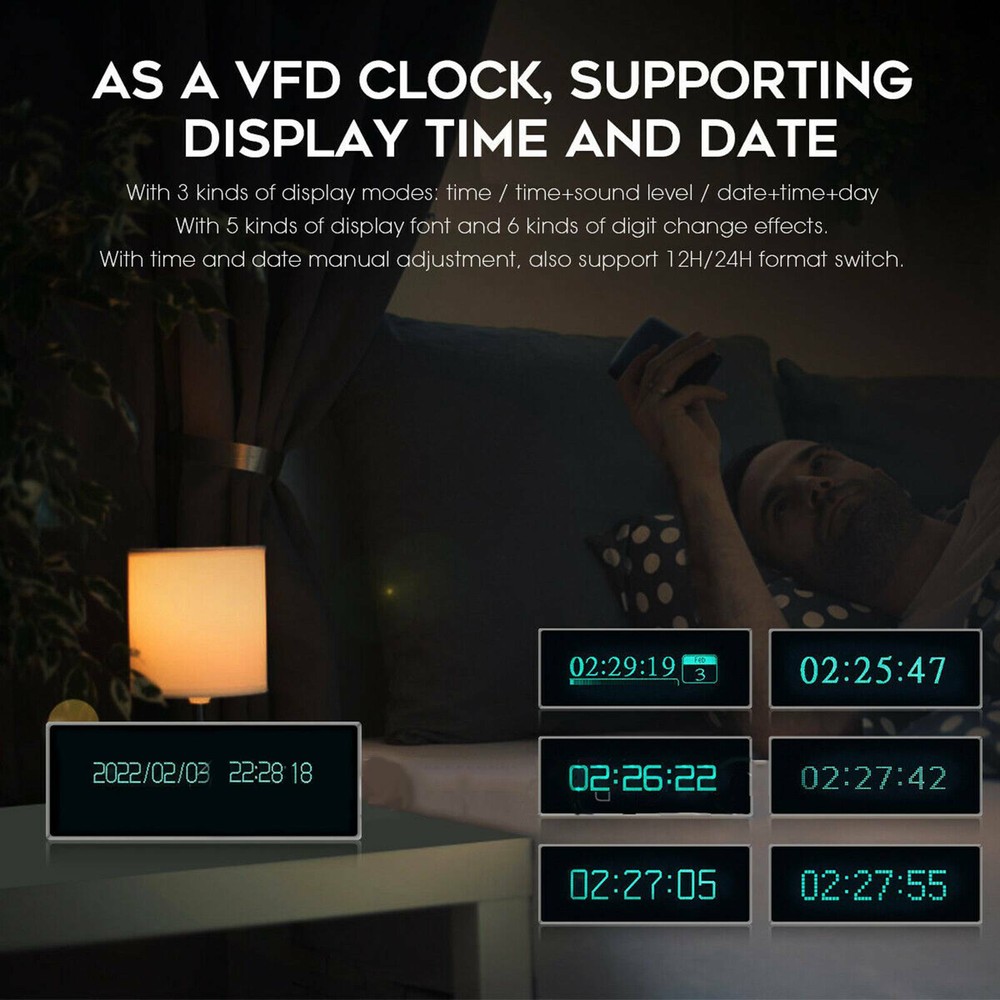 Remote VFD Clock Sound Level Music Spectrum Indicator Dot Matrix Audio VU Meter