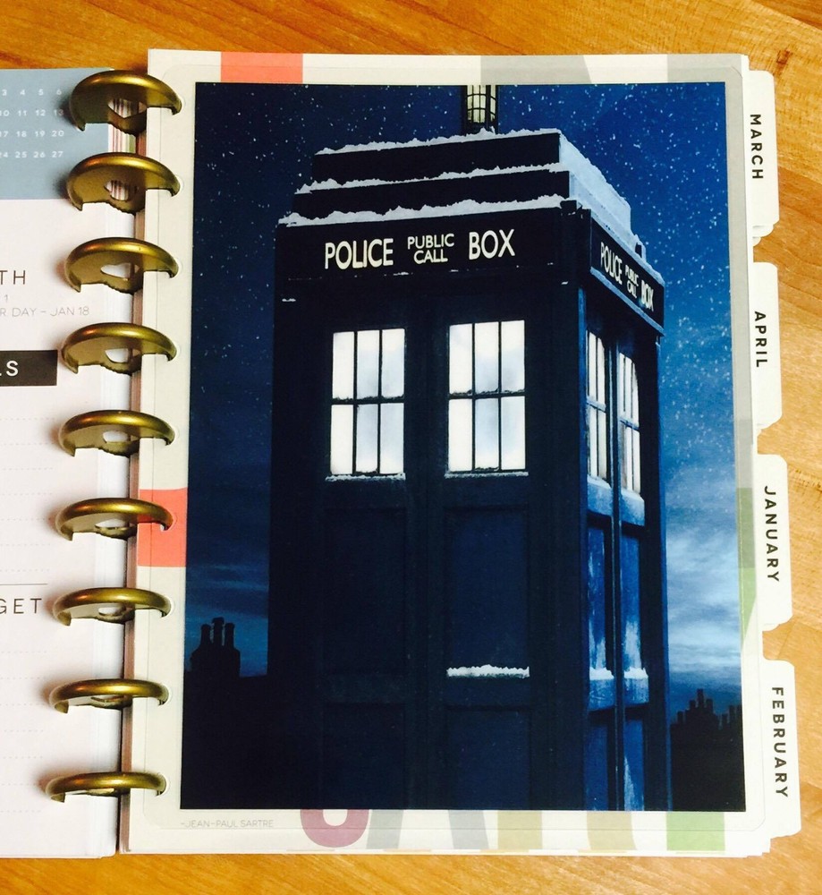 Dr Who Tardis Two Sided Dashboard Insert for use with Happy Planner