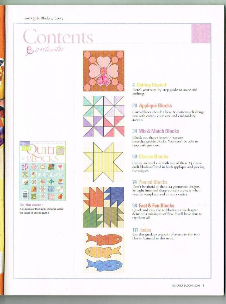 100 Quilt Blocks Block Pattern Magazine Better Homes Spring 2003 Vintage