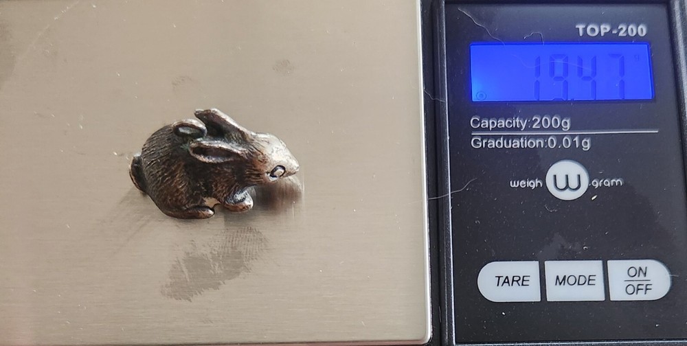KIRK & SON Solid Cast Sterling Silver Miniature "Hare Raiser" Bunny with Bale