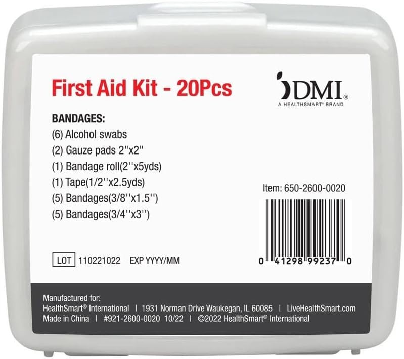 DMI Mini 20-Piece First Aid Kit Small Compact Portable Kit for Minor Scrapes