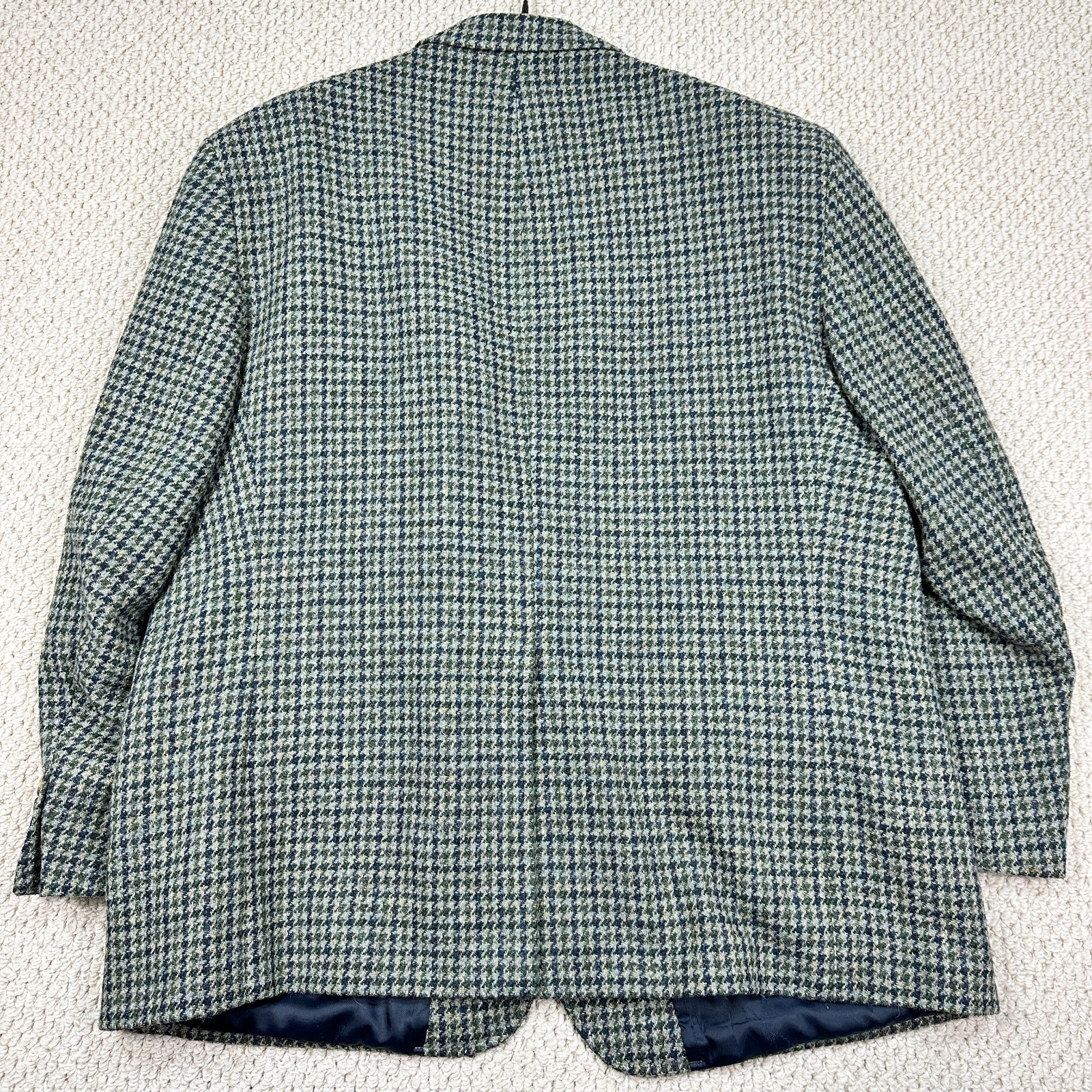 Orvis Harris Tweed Sport Coat Mens 52R Green Houndstooth Blazer Handwoven Wool