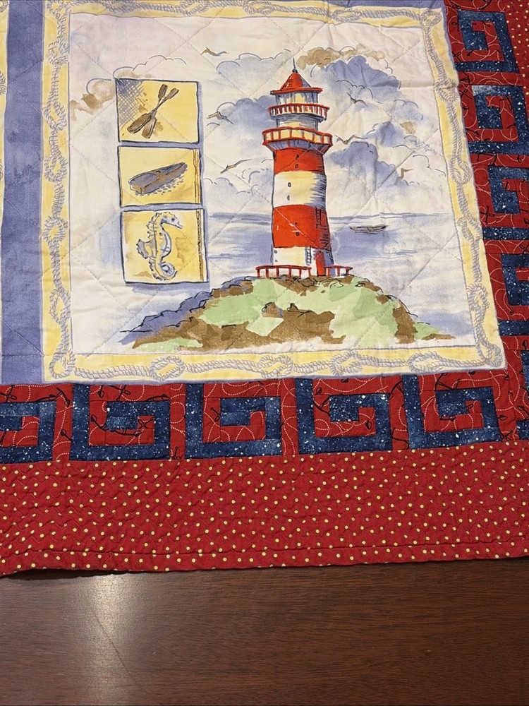 Double Sides Lighthouse Quilted Wall Hanging Completed