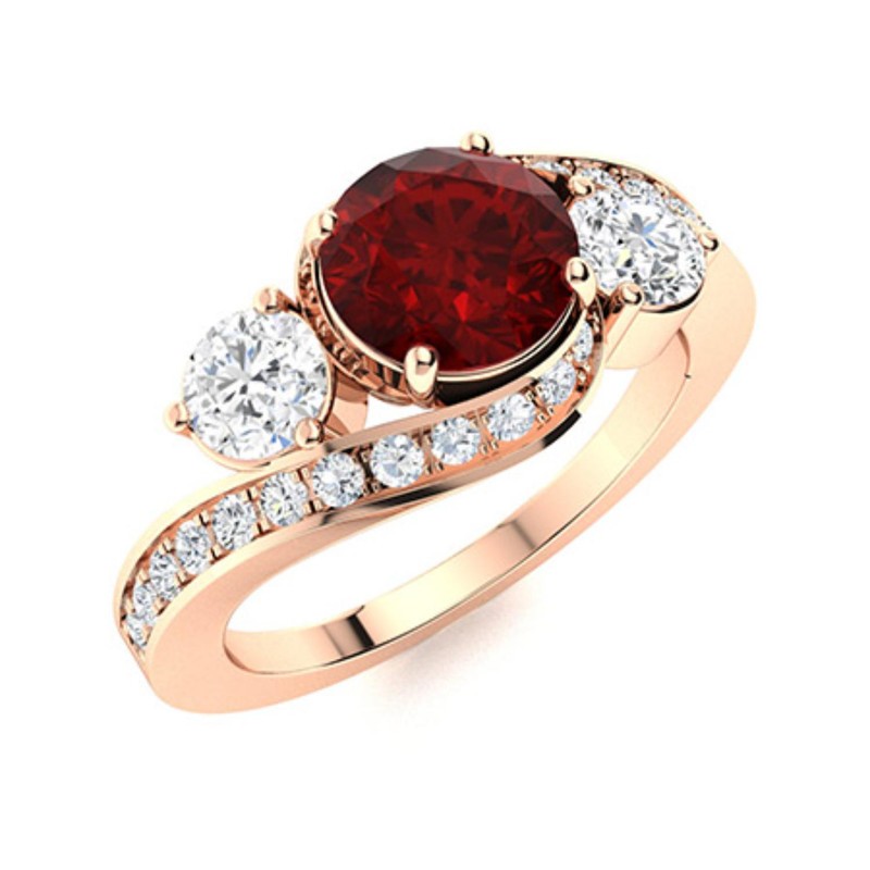 Garnet Gemstone Engagement Valentines Boho Solitaire Ring Sterling Silver