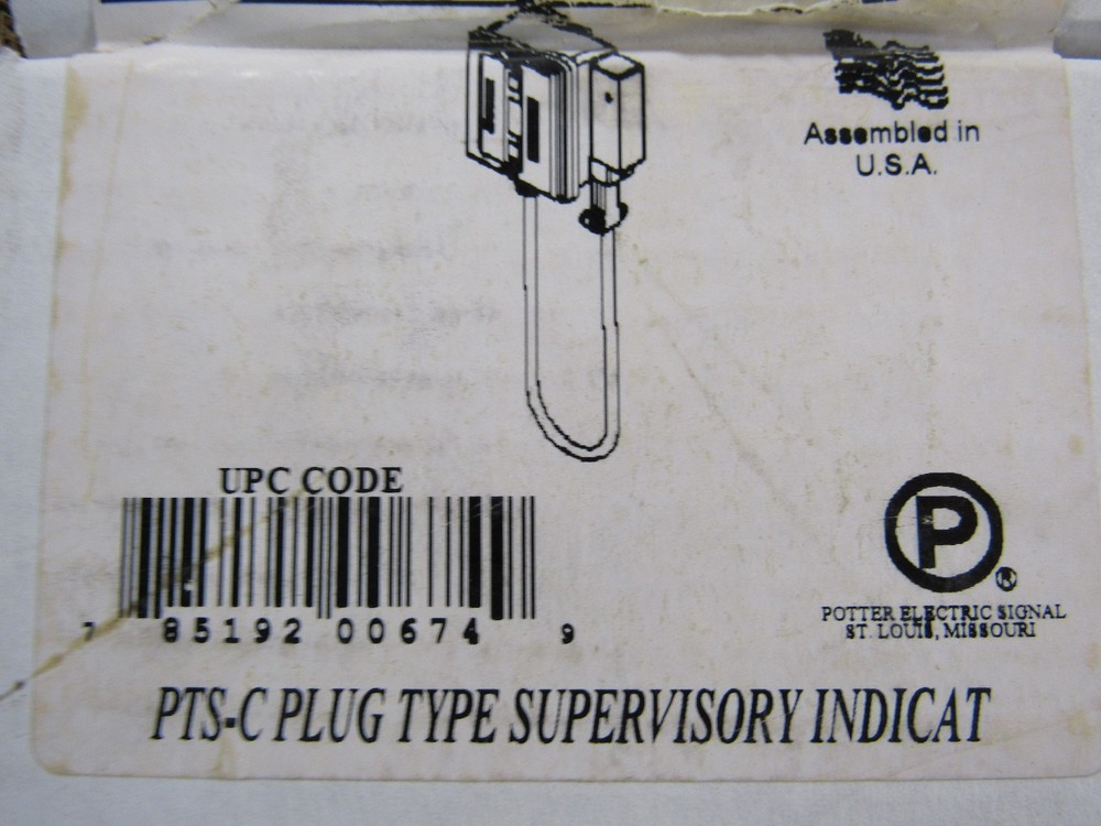 Potter 1010201 PTS-C Supervisory Indicator Type Switch Plug New in Box