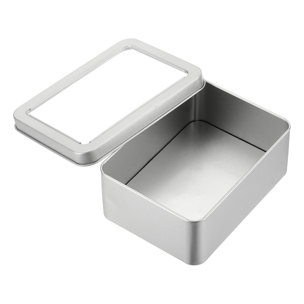 5.1 x 3.7 x 1.9 Inch Rectangular Storage Tins Box with Lid Window