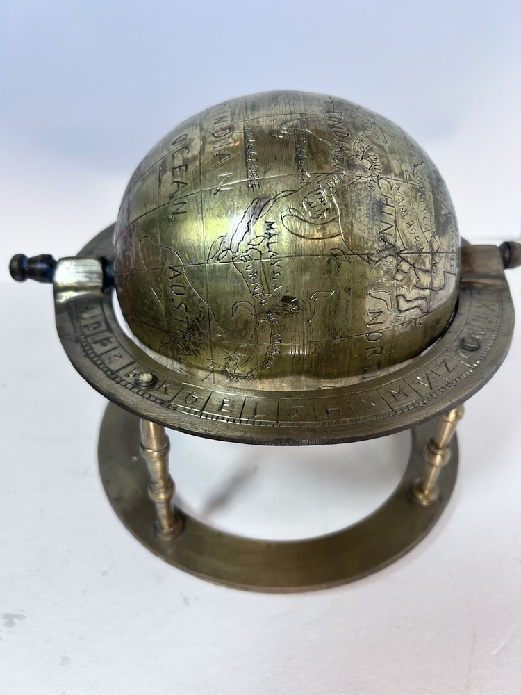 Globe With World Map Full Solid Brass Victorian Era Handmade Rare Globe