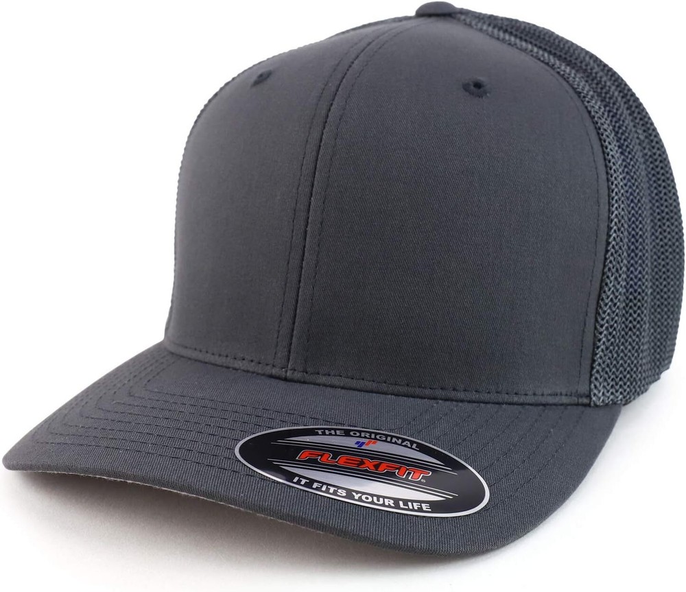 Oversize Structured Flex Fitted Mesh Back Flexfit Baseball XX-Large, Charcoal