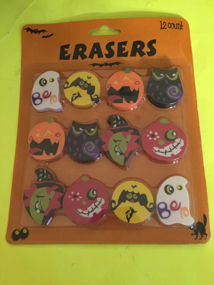 Halloween Erasers -12 Count - New