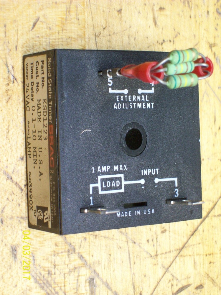 SSAC SOLID STATE TIMER TIME DELAY 0.1-10 MINUTE 1 AMP 24VAC , KSD1223