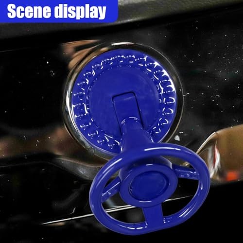 Car Joystick Push Start Button Cover, Cool Metal Auto Engine Start Stop Blue