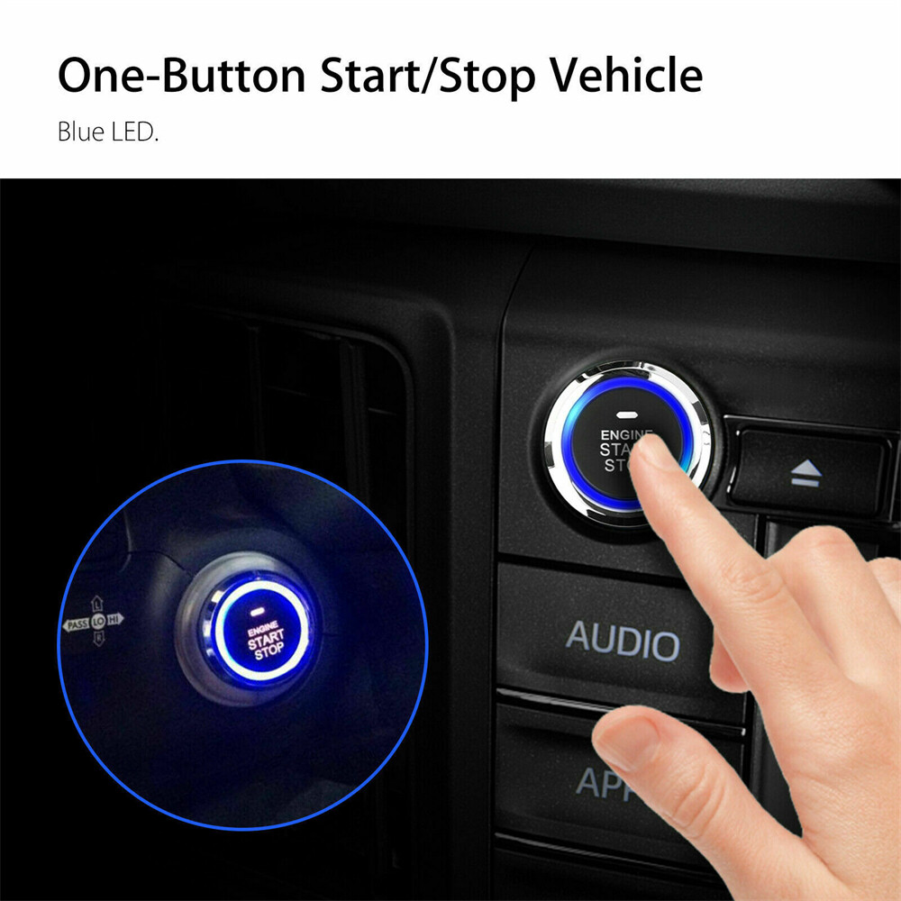 9pcs Car Keyless Entry Engine Start Alarm System Push Button Remote Starter Stop