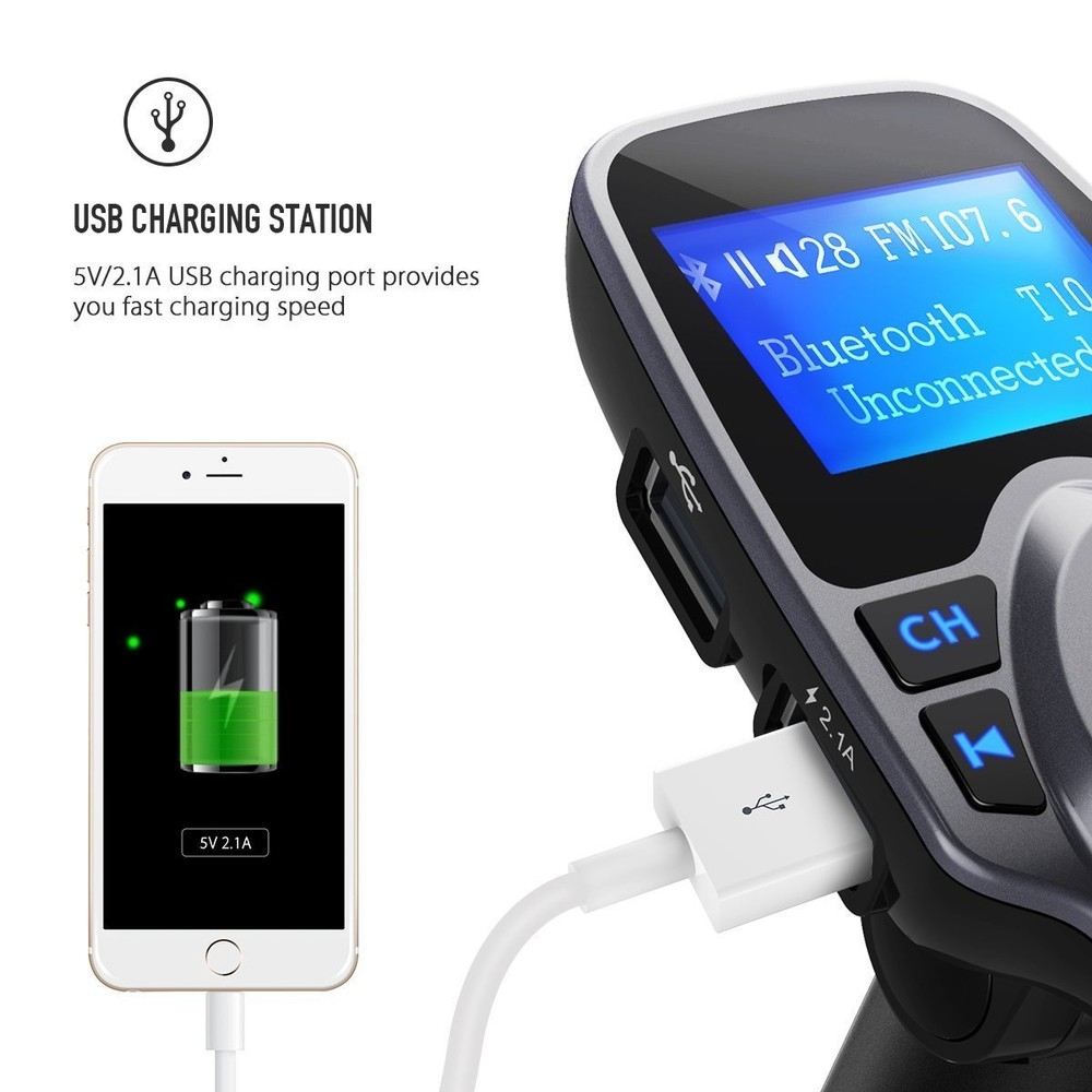 Bluetooth Car FM Transmitter Wireless Radio Adapter Dual USB Charge For iPhone 6