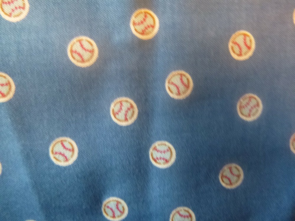 Baseballs on Blue Cotton Fabric Design standard handcraft pillowcase