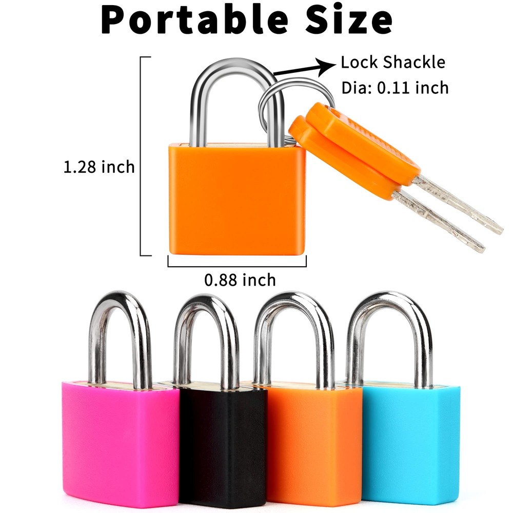 4 Pack Suitcase Locks with Keys Colorful Mini Padlocks for Backpacks Boxes