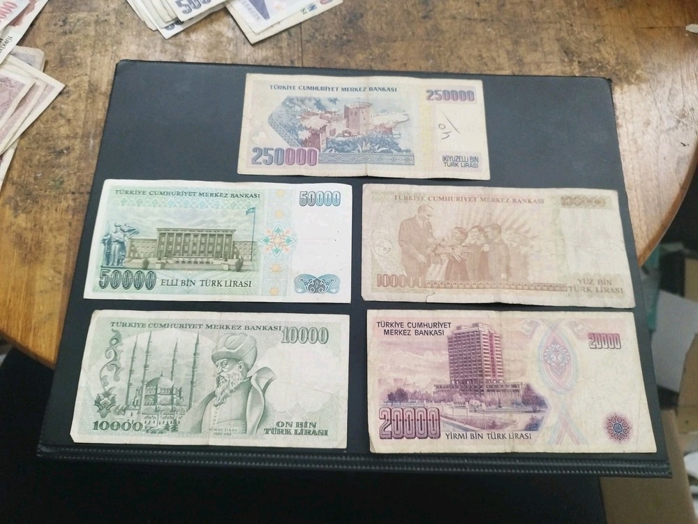 Turkey 5 different banknotes