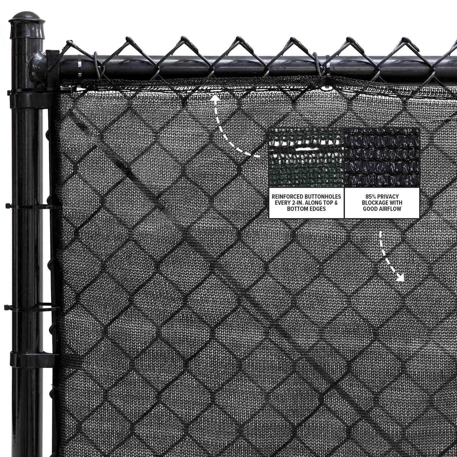 6ft x 100ft Black Fence Privacy Screen Raw - 85% Blockage Windscreen for Temp...