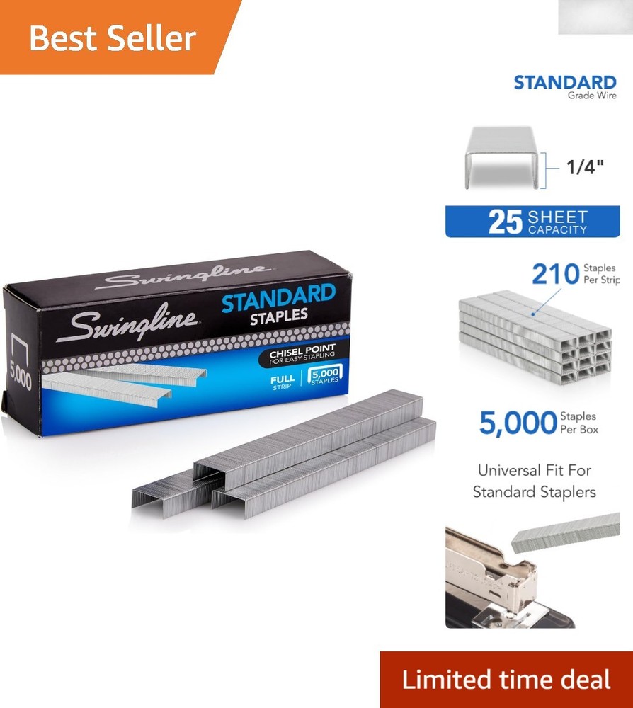 High-Performance Standard Staples – 5,000 Count, Secures 25 Sheets Efficiently