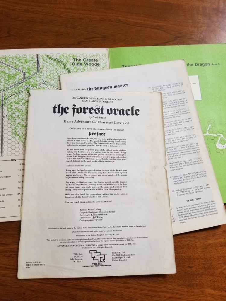 AD&D The Forest Oracle N2 Module Complete - AD&D 1st Edition TSR 9084