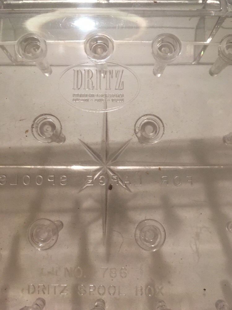 vintage mid century Lucite Dritz Thread Case With Thread