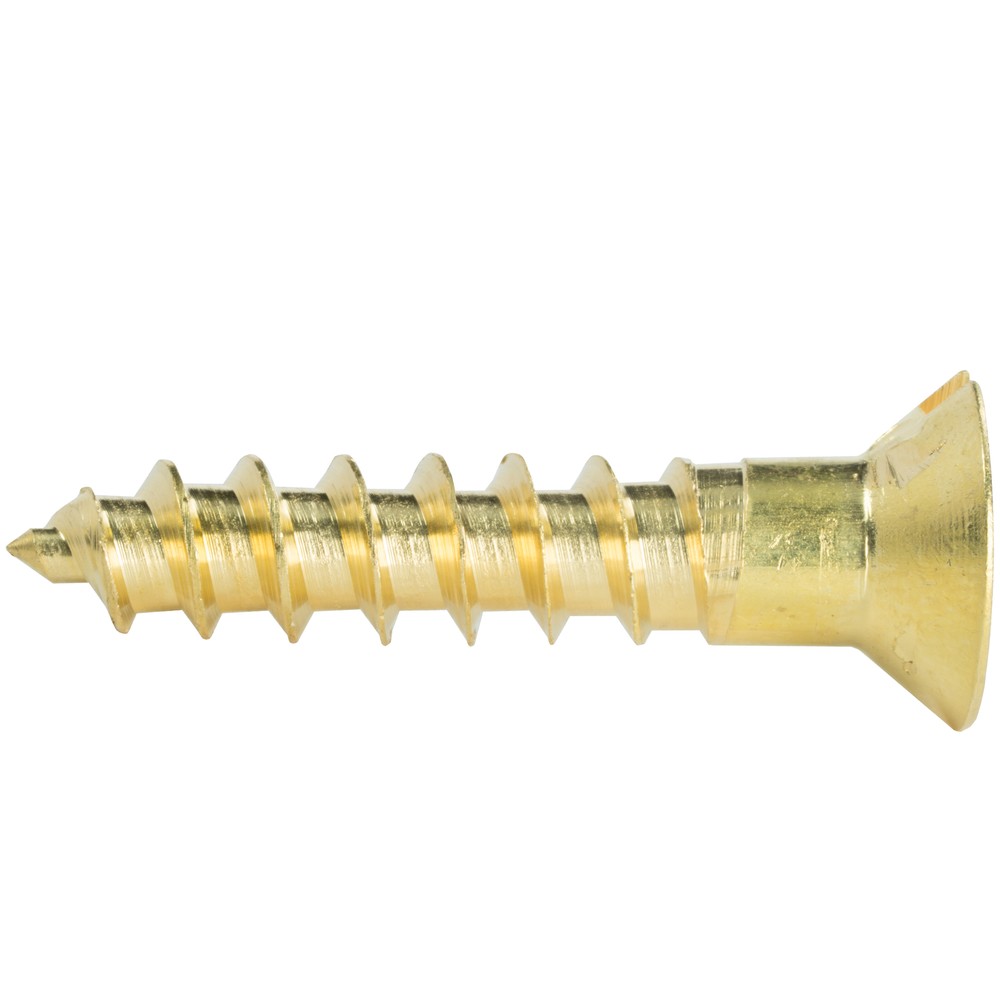 #4 Slotted Drive Flat Head Countersink Solid Brass Wood Screws Deep Coarse
