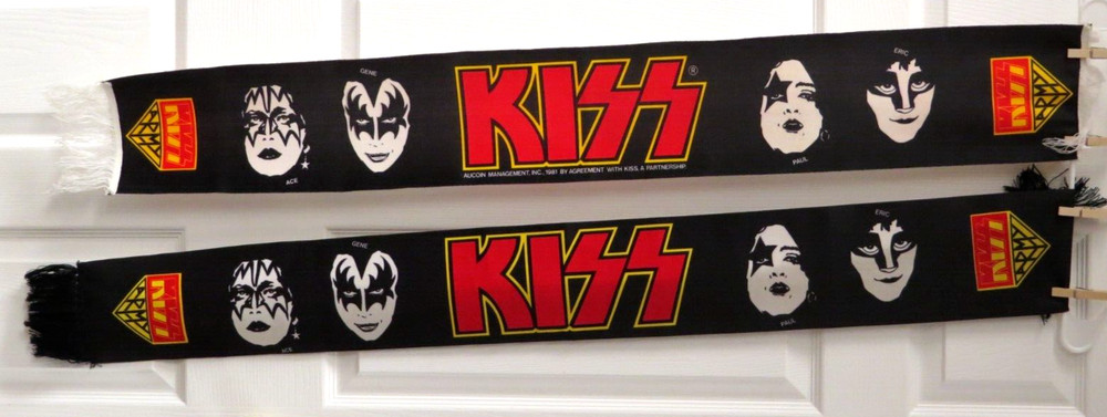 KISS OFFICIAL 1981 SCARF SET OF 2 WITH ERIC CARR AUCOIN AUSTRALIA & EUROPE RARE!