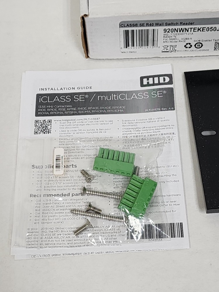 NEW HID 920NWNTEKE050J iCLASS SE R40 Wall Switch Reader