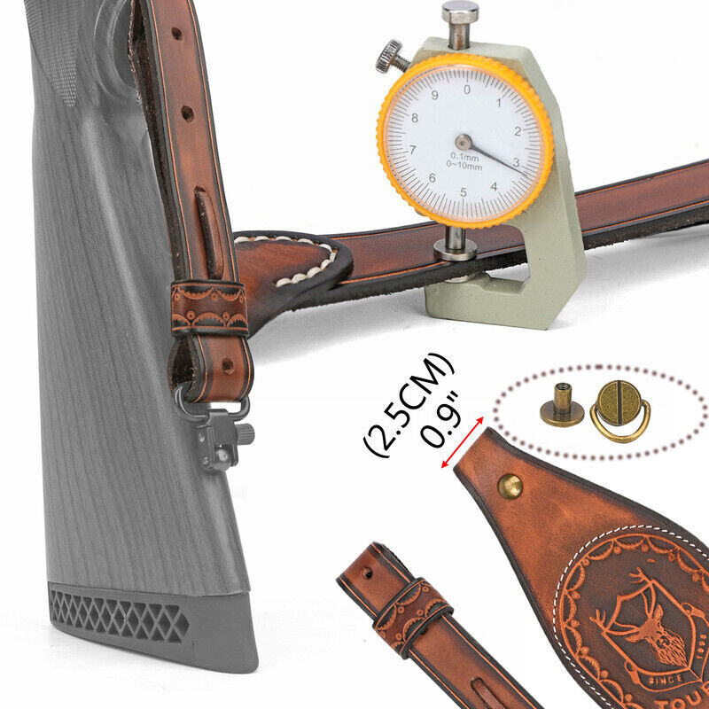 Tourbon Retro Leather Rifle Sling Gun Ammo Carrying Strap w/Knife Sheath Pocket