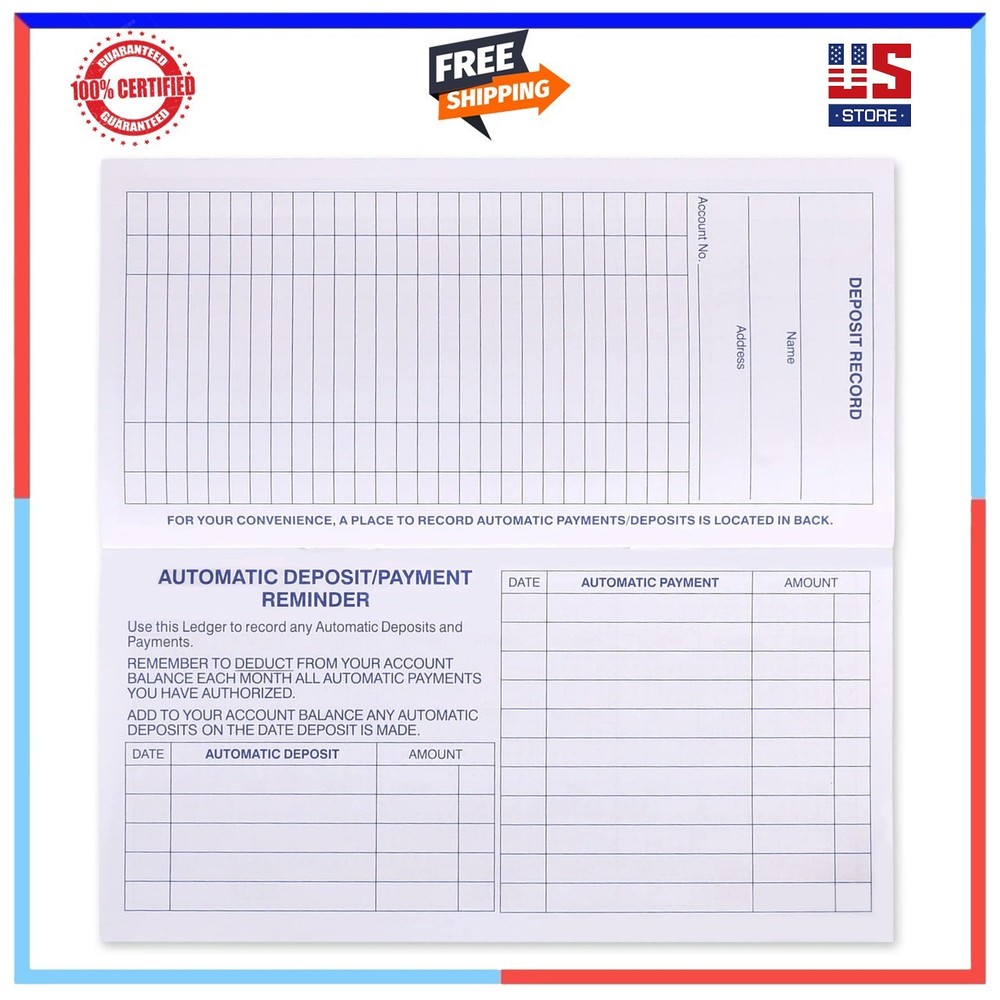 24 Pack Personal Checkbook Registers with Easy-Read Layout