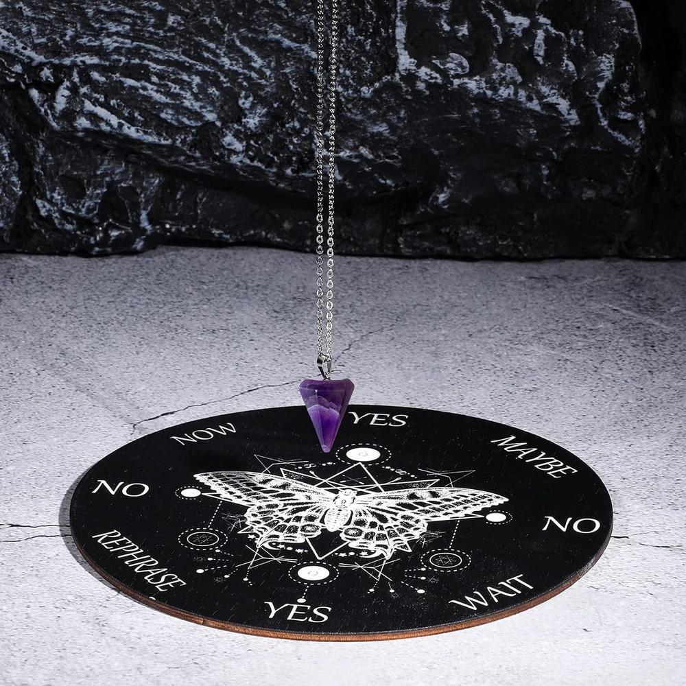 Pendulum Board Set Wooden Dowsing Divination Board Metaphysical Message with Cry