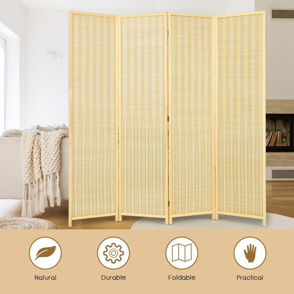 Costway 4 Panel Room Divider Screen Portable Folding 6 ft Partition Screen