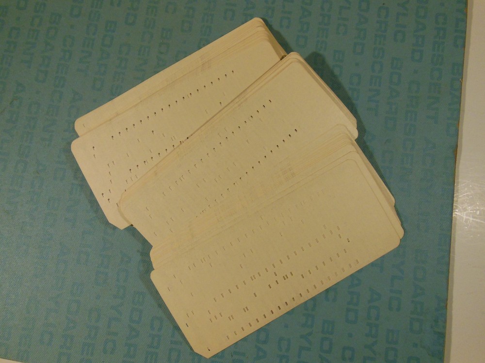 Computer punch cards, c1966, University of Chicago Comp Ctr, ISC, column binary