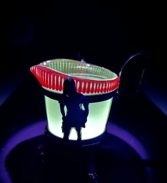 REED & BARTON Victorian Silver Plate Ruby Color Rim Frosted Glass Creamer Glows!