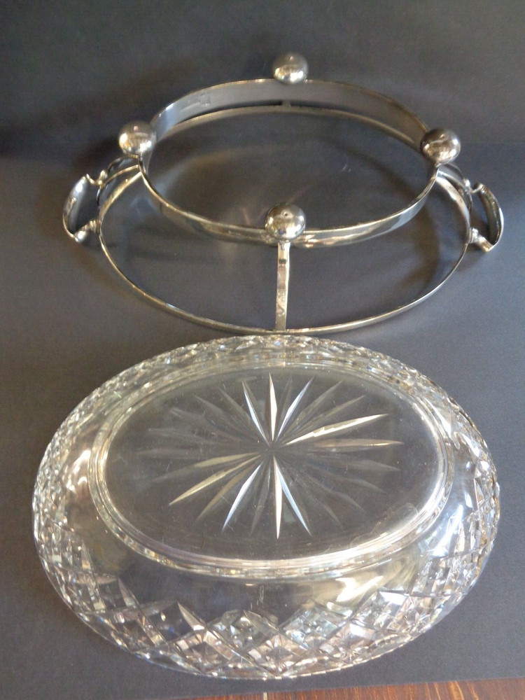 Walker & Hall Silver Plate & Crystal Serving Dish