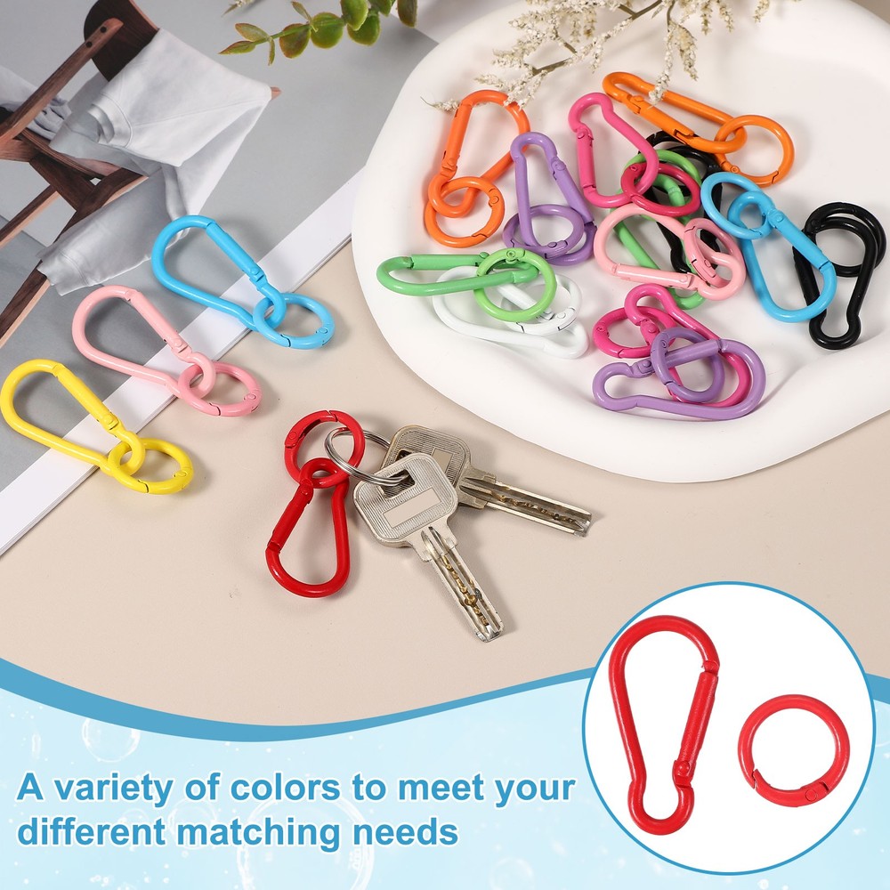 30 Pcs Small Keychain with O Ring, Black