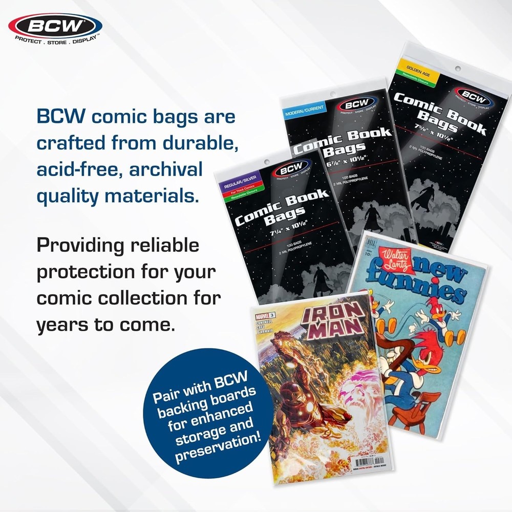 Resealable Silver Age Comic Bags - 100 Count for Impeccable Protection
