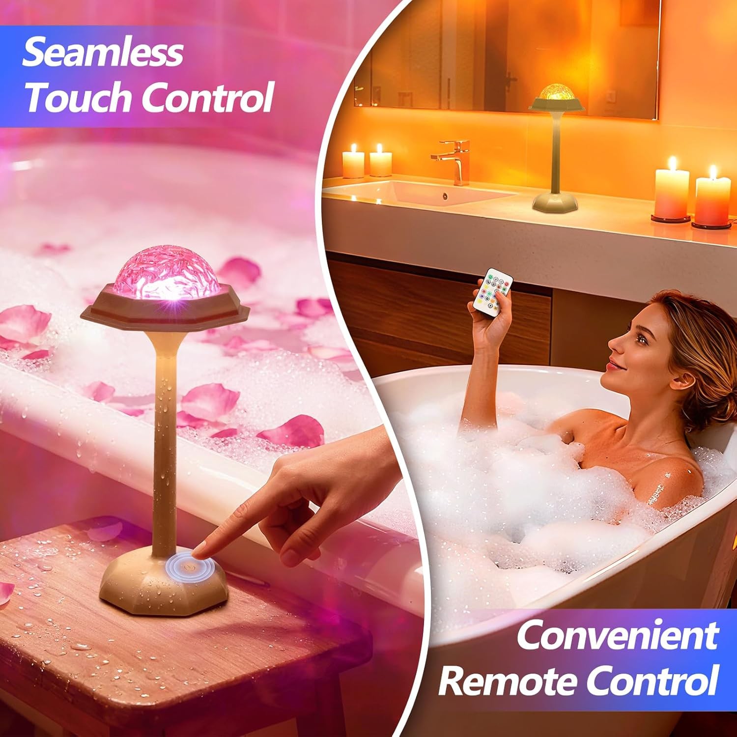 Waterproof Shower Lamp, Night light with 16 Color Ocean Wave Projector Light