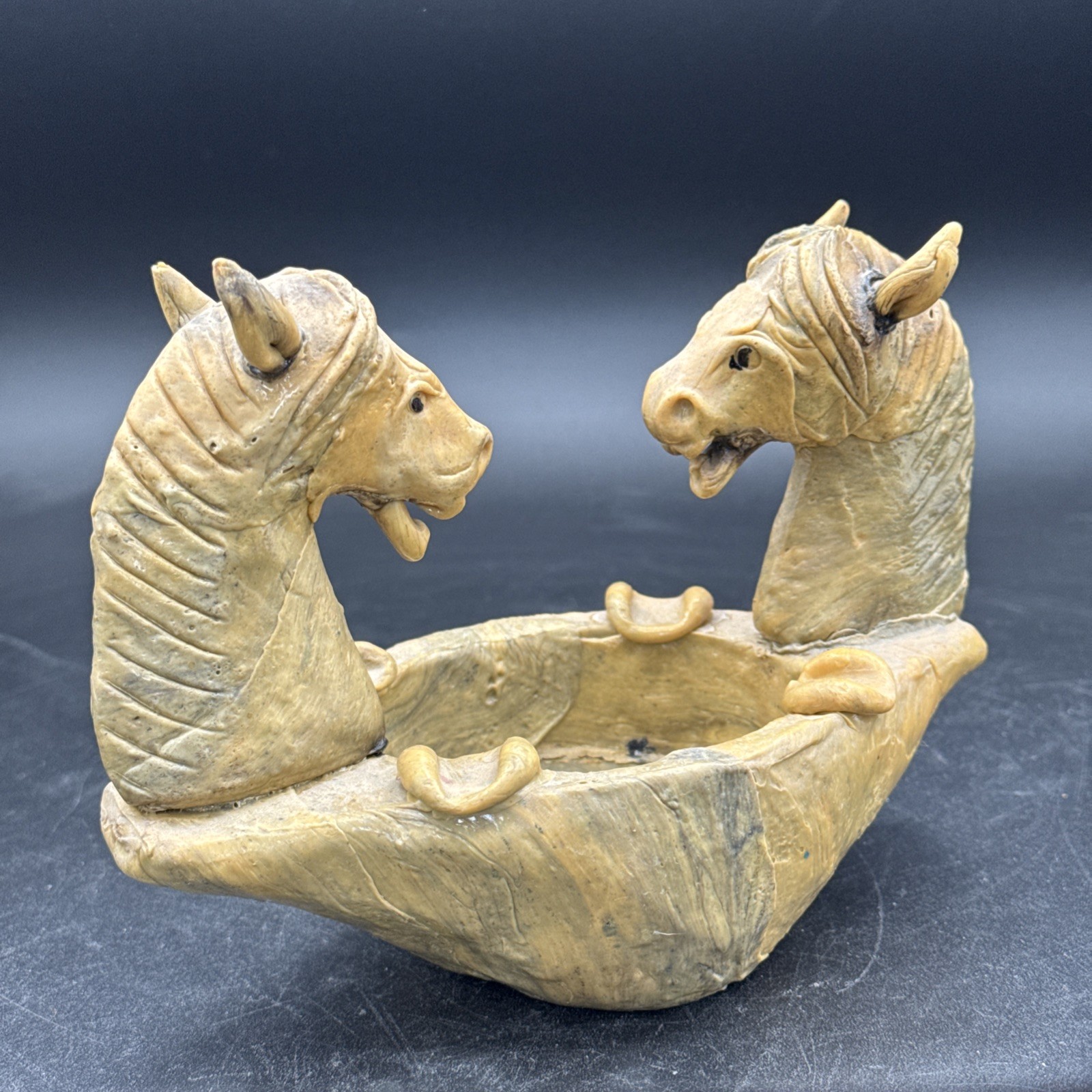 Folk Art Dueling Donkey Ashtray