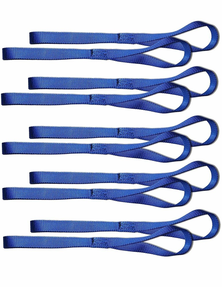 Blue Handlebar Tie Down Soft Loop Straps for Motorcycle ATV Cargo (10 Pack)