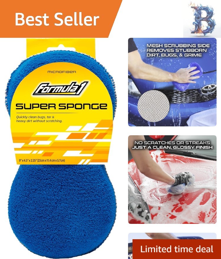 Versatile Two-Sided Car Wash Sponge with Mesh Scrubber - Durable & Effective